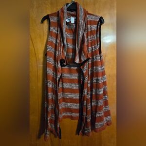 Society Girl Orange and Gray Knit Vest